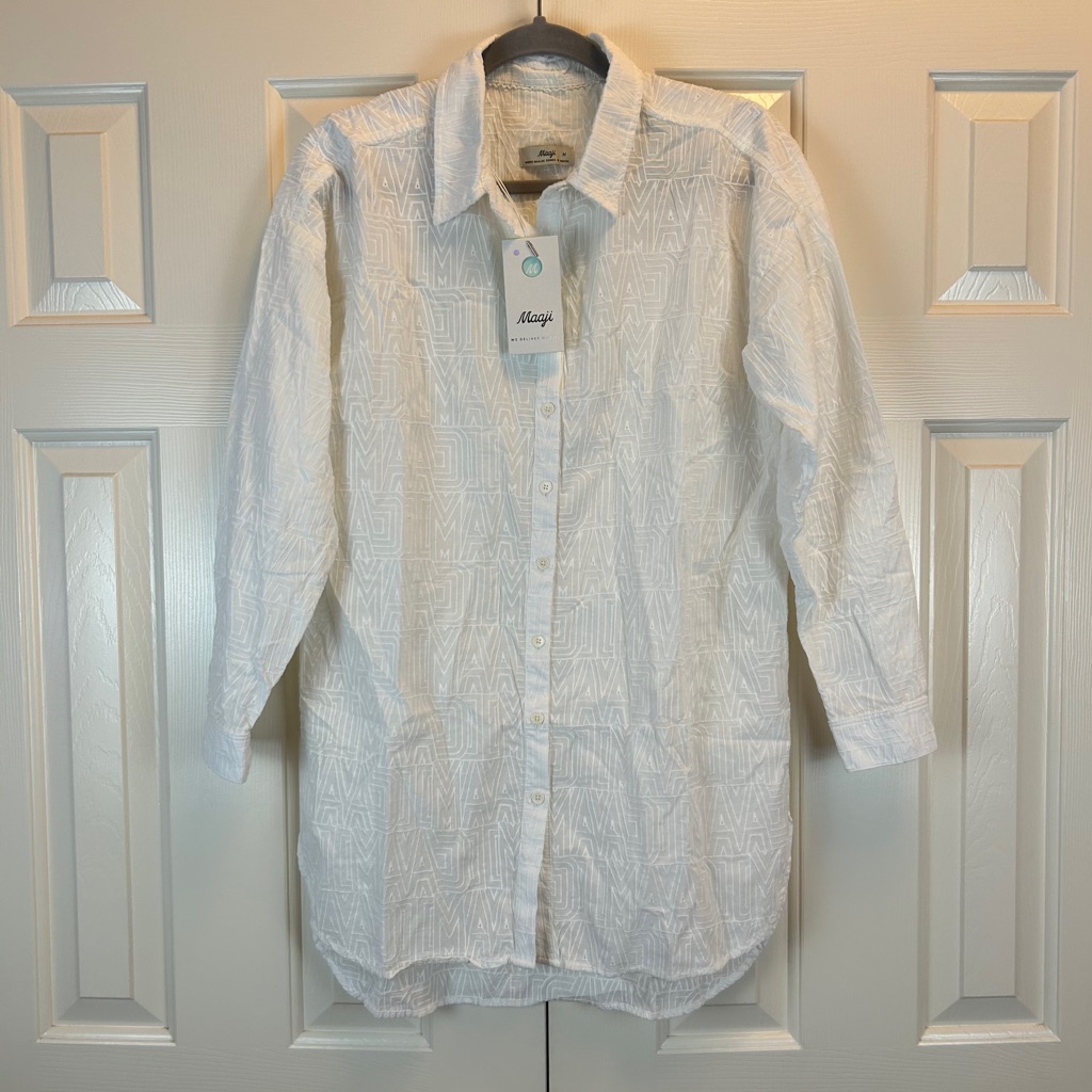Nwt Maaji White Button Down Bikini Cover Up